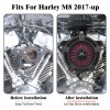 HDBUBALUS Matte Black Air Filter Cleaner Red Intake For Harley