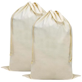 CALACH Extra Large Heavy Duty Laundry Bag with Handles and Sturdy Cotton Fabric, Travel Laundry Bags for Dirty Clothes, Thick Canvas Laundry Bag for Travel, Camp, College (28"x35"┃2 Pack)