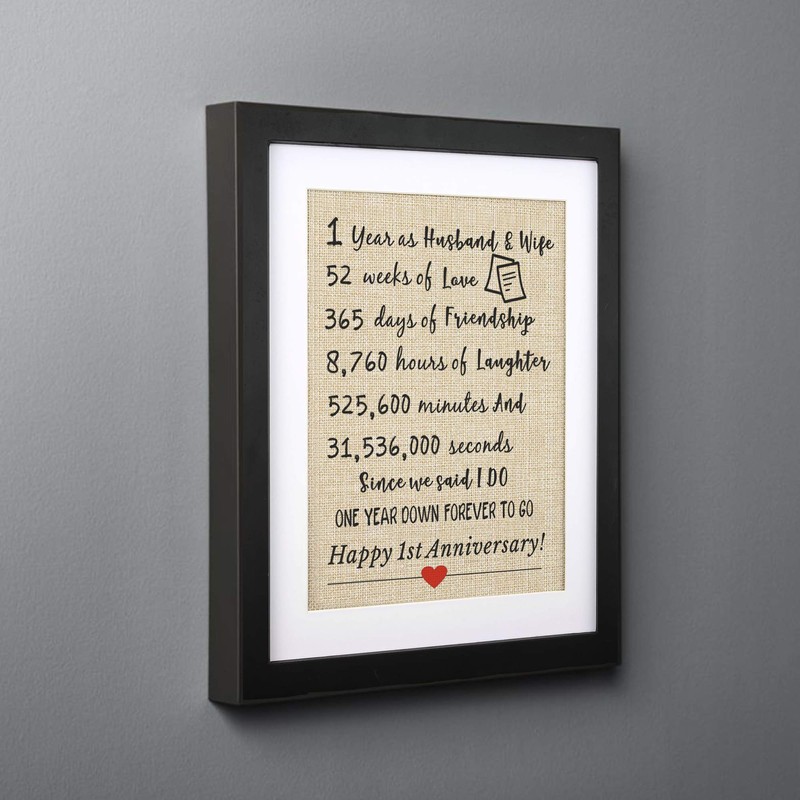 Corfara Framed 1st Anniversary Burlap Print 11" W X 13"