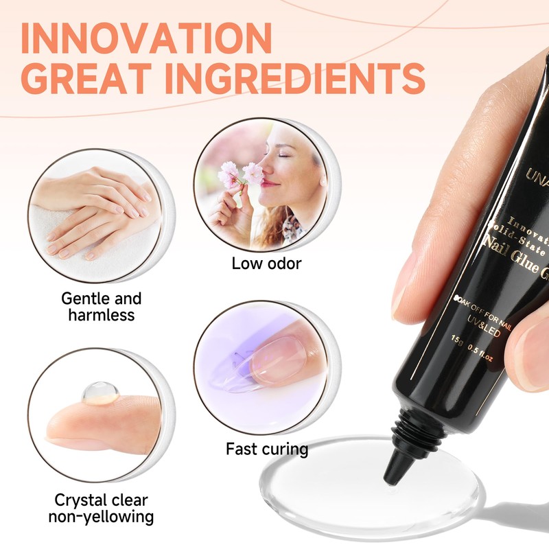 UNA GELLA Solid Nail Glue Gel Soft Gel Nail Tips
