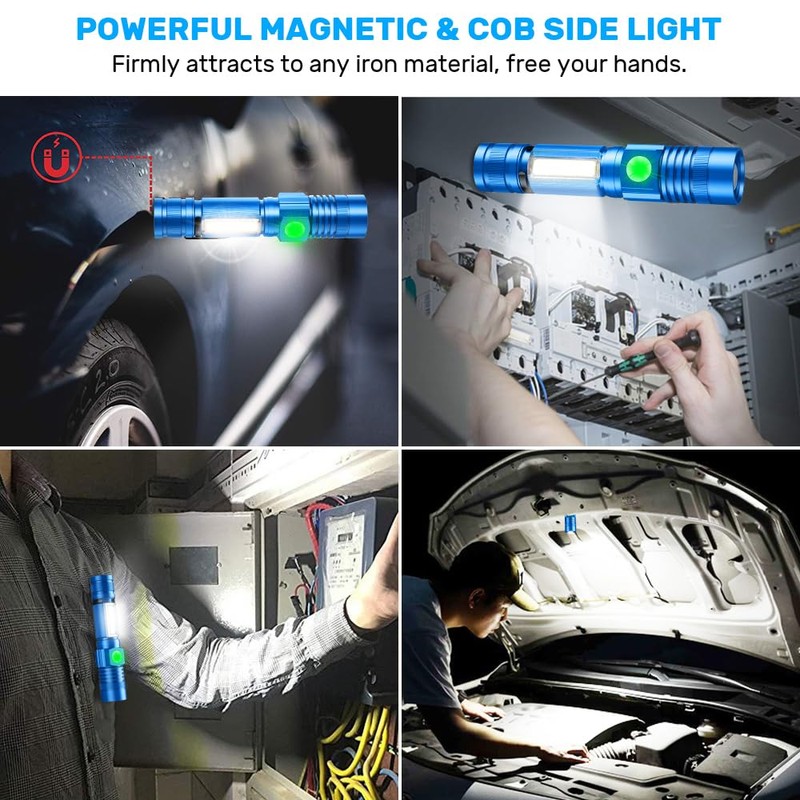 Spriak Rechargeable LED Flashlights, Magnetic Flashlight Super Bright Tactical Flashlight