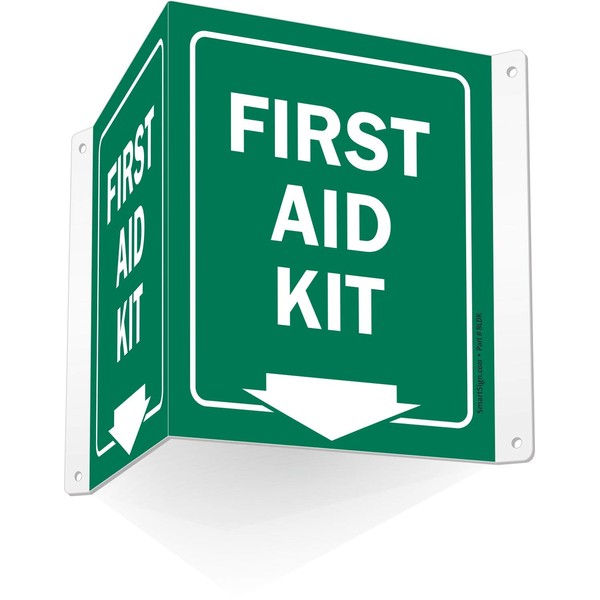 SmartSign - S-9019-AV-06 "First Aid Kit" Projecting Sign | 5" x 6" Aluminum First Aid Kit - 5" x 6" Aluminum
