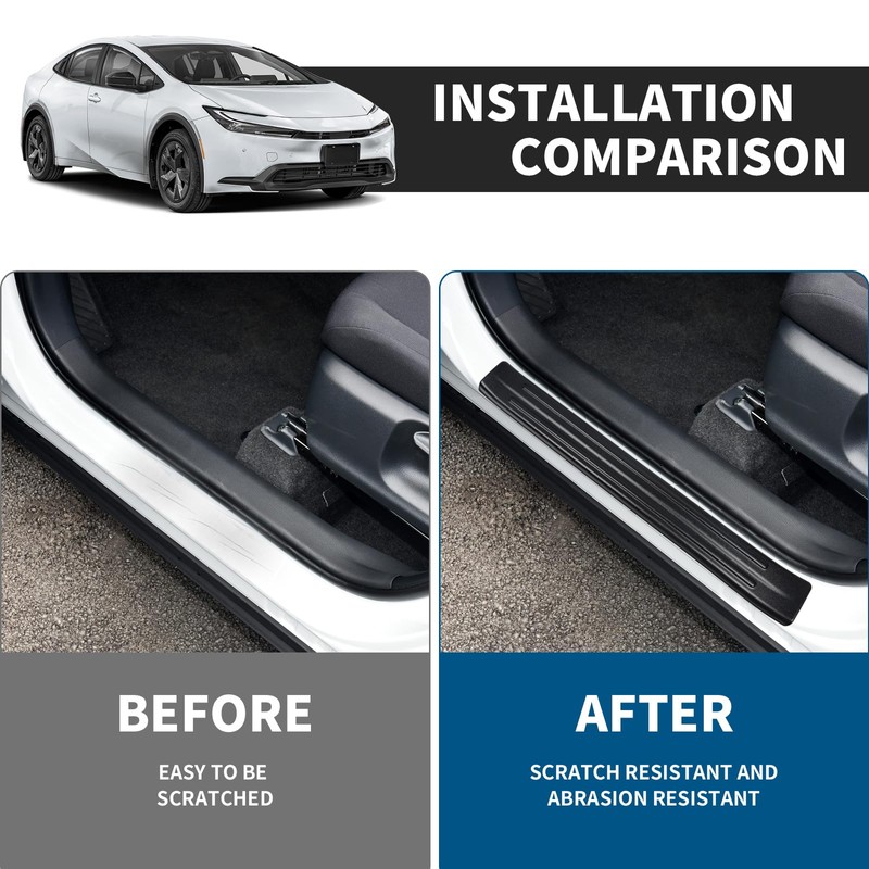 BIBLOZ ABS Material Door Sill Protector Compatible with Toyota Prius