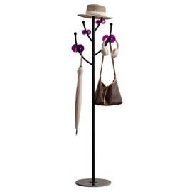 JIAYUEJU Coat Rack Freestanding with Marble Base Heavy Duty Coat Tree Metal Coat Stand for Entryway Hallway Living Room Bedroom 13.78 x 13.78 x 68.9 Inches (Black)