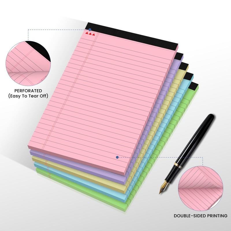 Ciphyfee 5pcs Small Note Pads, Colored Notepads 5x8 College Ruled