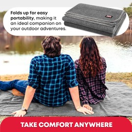 Ever Ready First Aid Military Wool Blanket - 95% Wool, Washable, Perfect for Outdoors, Picnics, Travel, Car & Bushcraft Emergency Blanket, 96" x 108" 8.45 lbs. - Grey - King Size