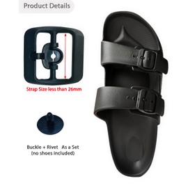 Lopau Replacement Buckle for Arizona Essentials Slide-On Sandal, Double Strap Clasp Repair for EVA Open-Back Clog Men and Women(A) Black