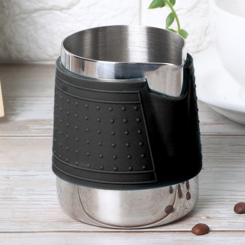 350ml Stainless Steel Milk Frothing Cup Anti-Scald Silicone Coffee Pitcher