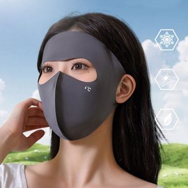 Sunblock Silky Cooling Full-Face Cover UV Protection Cool Fabric Mask TW Light Gray 3ea
