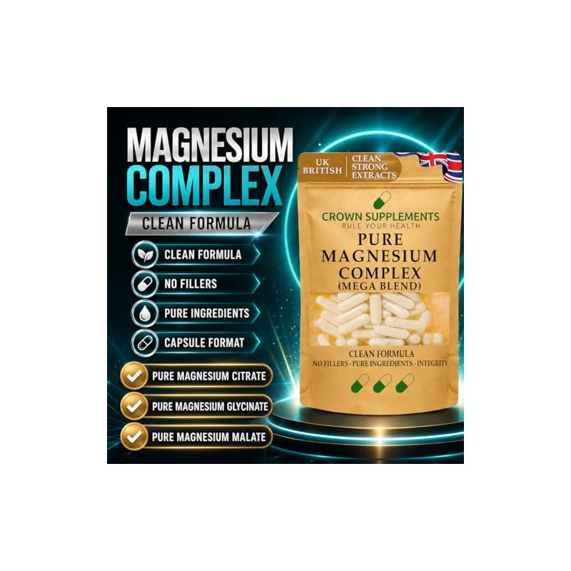 Pure Magnesium Mega Complex Capsules | Clean Magnesium Bisglycinate, Magnesium