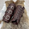 HiiFeuer Medieval PU Leather Buckle Arm Bracers, Knight LARP Retro