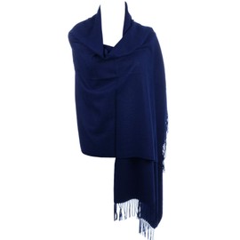 BYOS Versatile Oversized Soft Cashmere Shawl Scarf Travel Wrap Blanket Stole W/Tassels, Many Colors (Navy)