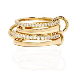 VCCKNB JEWELRY Gold Silver Stackable Rings for Women Multiple Link Connected Rings Chunky Interlocking Eternity Statement Ring Thumb Ring Tarnish Resistant, 10, Stainless Steel, 14k Gold Plated