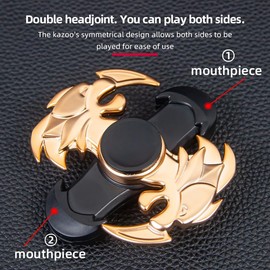 Fingertip Kazoo with Membranes,Lanyard Easy to Learn Whimsical Fun Instruments for Bands Live Performance, Party, Travel (Golden)