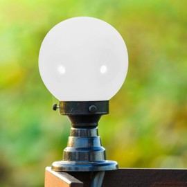 DOITOOL Acrylic Lamp Post Globe, White Lamp Globe, Round Plastic Light Globe, Replacement Globe Lampshade, Ball lampshade, Pathway Post Light Fixture Lamp Post Cover for Indoor Outdoor Use