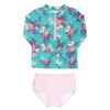 RuffleButts® Girls Fancy Me Floral Long Sleeve Rash Guard Bikini