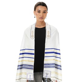 HalleluYAH Messianic Tallit Prayer Shawl 72"x 22" with Bag For Men & Women | Designed in Israel