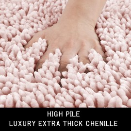 Yimobra Bathroom Rugs Sets 2 Piece, Luxury Shaggy Extra Thick Bathroom Rugs, Plush Non-Slip Mats for Bath Room Floor, Machine Wash, Ultra Absorbent, 31.5 x 19.8 + 24 x 17 Inches, Pink