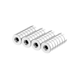 AplysiaTech Powerful Rare Earth Ring Magnets, N52-1/2 D x 3/16" H W/#4 Screw Countersunk Hole - 28 Pack, Super Strong Neodymium Mounting Magnets with Countersunk Hole for Tool, Crafts and Cabinet