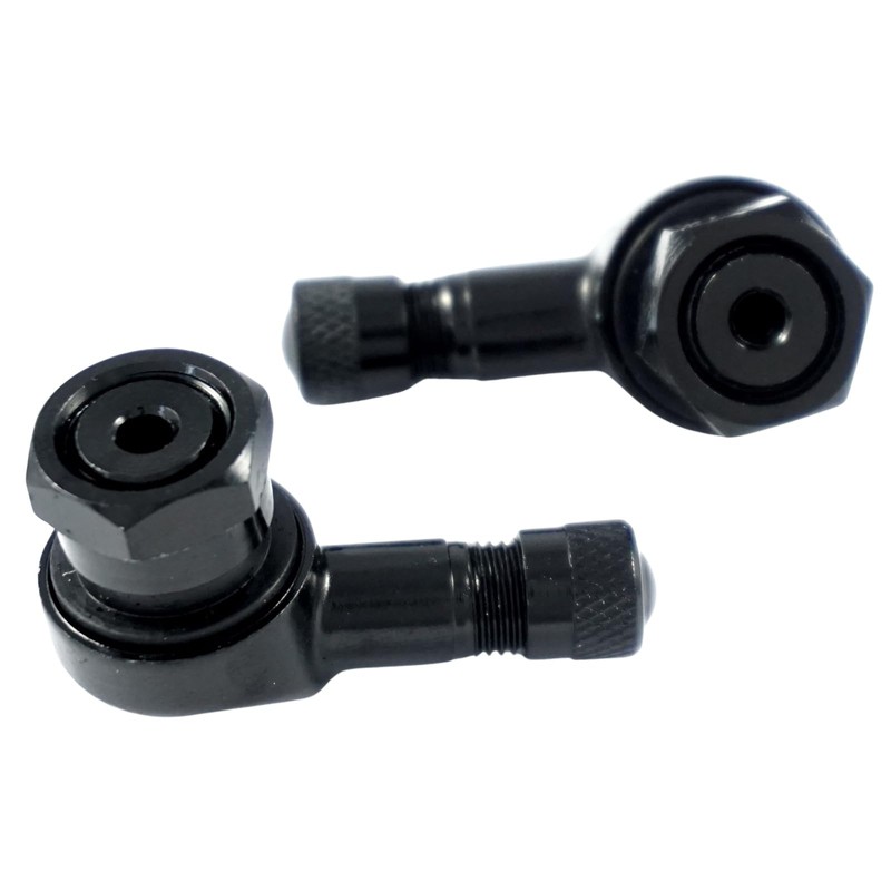 Felgenfactory 2x Motorcycle Aluminium Angle Valve Black 11.3 mm Valves