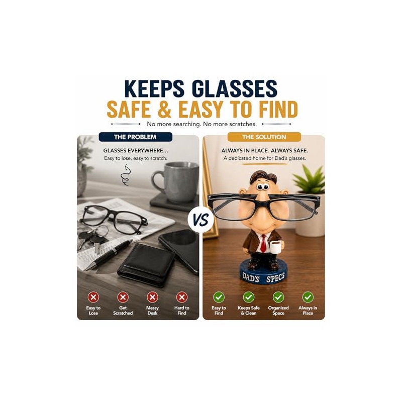 Glasses Holder For Dad Specs, Funny Glasses Stand And Novelty