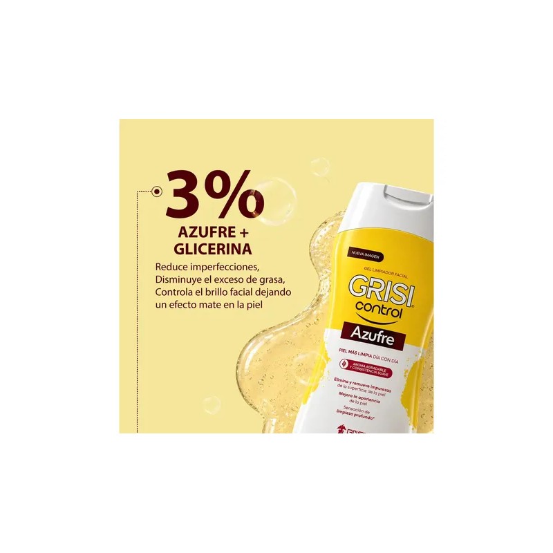 Gel Limpiador Facial Grisi Control Azufre para Piel Grasa y