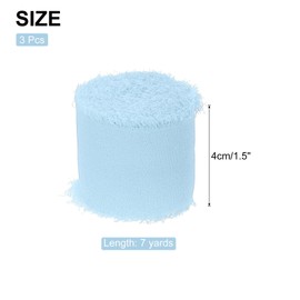 sourcing map Chiffon Ribbon, 1.5" x7 Yard Silk Ribbon Sky Blue Tulle Satin Fabric Ribbon for Gift Wrapping Invitations Bridal Bouquets,Pack of 3