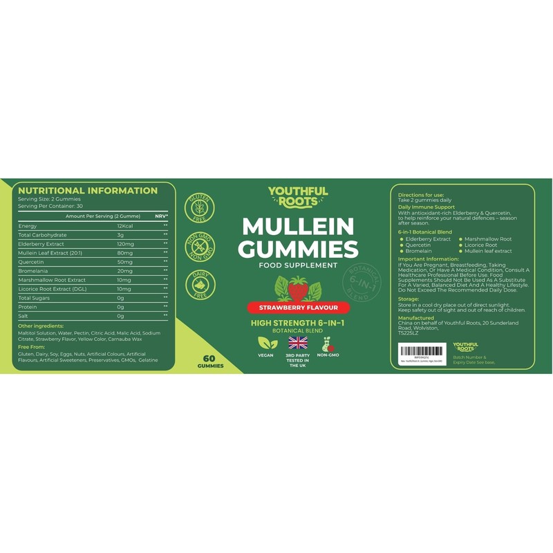 Youthfull Roots Mullein Gummies (2 Pack, Strawberry)