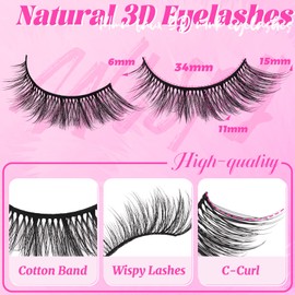 Veleasha Natural Eyelashes Wispy Lashes Lightweight False Eyelashes Crisscross Cat Eye Lashes 6-15MM 3D Faux Mink Lashes 7 Pairs Pack (Aspen Whisper)