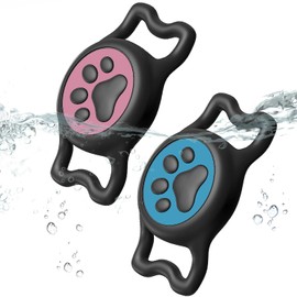 SmafurTag Dog Airtag Holder,[2-Pack] IP68 Waterproof AirTag Holder for Dog & Cat Collars,Silicone Air Tags Case for Pet Collars(Deep Pink+Deep Bule)