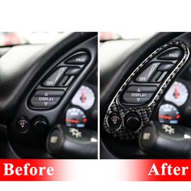 AeroBon C5 Real Carbon Fiber Interior Trim Kit Compatible with 1997-2004 Corvette C5 Coupe Convertible, Z06 Power Outlet, Multifunction Switch Buttons Accessories Set