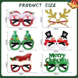 dabinzhijia Pack of 6 Christmas Glasses, Christmas Glasses Frame, Christmas Glasses, Party Glasses for Decoration, Christmas, Christmas Party Decoration for Children (Style 1)