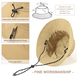 heekpek Bucket Hats Women Mens Waterproof Rain Hats UV Protection Sun Hat Packable Summer Bucket Hats with Adjustable String for Camping Walking Hiking Golf Fishing 54-62CM, Khaki, One Size