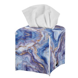 JooMeryer Tissue Holder Organizer Foldable 3D Sunflower Flower Printed Square Tissue Box Cover for Kitchen Office Bedroom,Purple Blue Marble