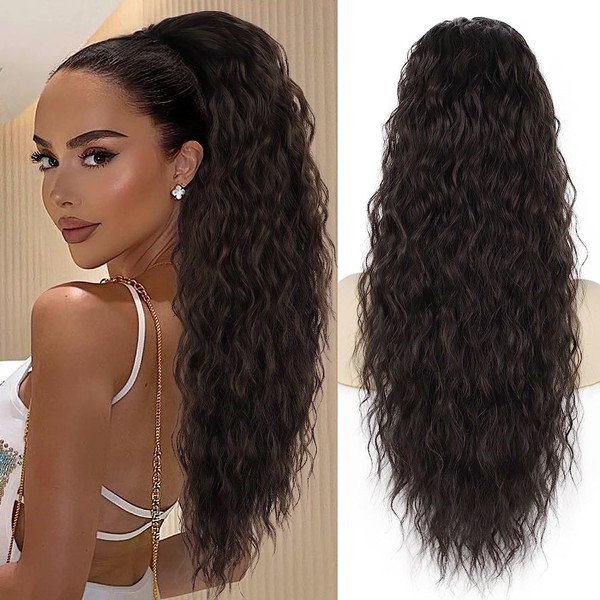 PORSMEER Ponytail Hairpiece Long 76 cm with Drawstring Wavy Curls