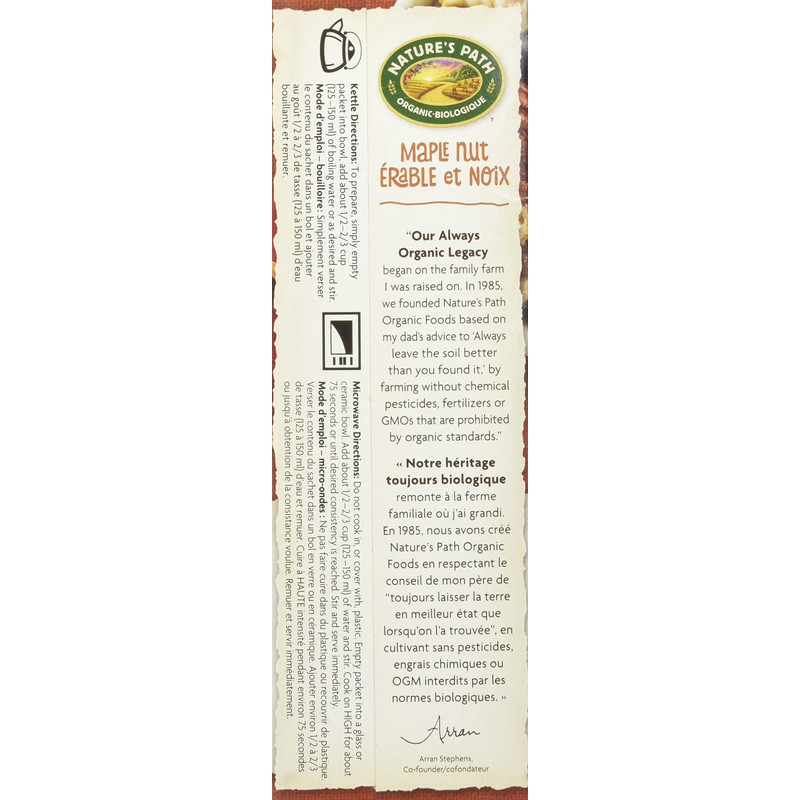 Natures Path, Oatmeal Pouches Maple Nut Organic 1.76 Ounce (Pack