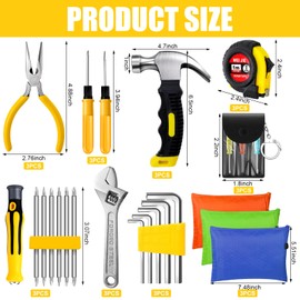 Lothee 57 Pieces Mini Operation Tool Kit Emergency Compact Tool Set with Storage Bag Mini Tape Screwdriver Keychain Double Screw Drive Bits Employee Gift Fathers Gifts Bulk for Men Dad (Lovely Color)