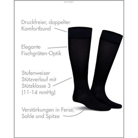 KUNERT Men's Fly&Care Support Class III Effective Support Knee Socks, Dark navy 8010