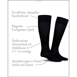 KUNERT Men's Fly&Care Support Class III Effective Support Knee Socks, Dark navy 8010