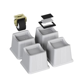 ZTON Bed Furniture Risers Elevation in Height 3" Heavy Duty Risers for Both Posts and Wheels of Furniture Sofa Bed Couch Chair Table, Support up to 2000 lbs. (4 Pack, Grey)