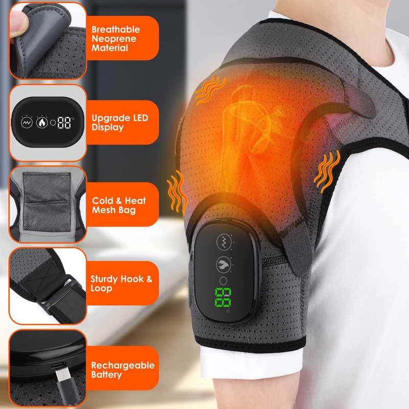 Heated Shoulder Wrap, Shoulder Heating Pads Massager for Men Women,