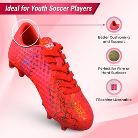 Vizari Zodiac Firm Ground Soccer Cleats for Boys and Girls | Lightweight & Durable Football Shoes with Molded TPU Outsole | Youth Cleats with Secure Lace-Up Closure for Maximum Traction & Performance,