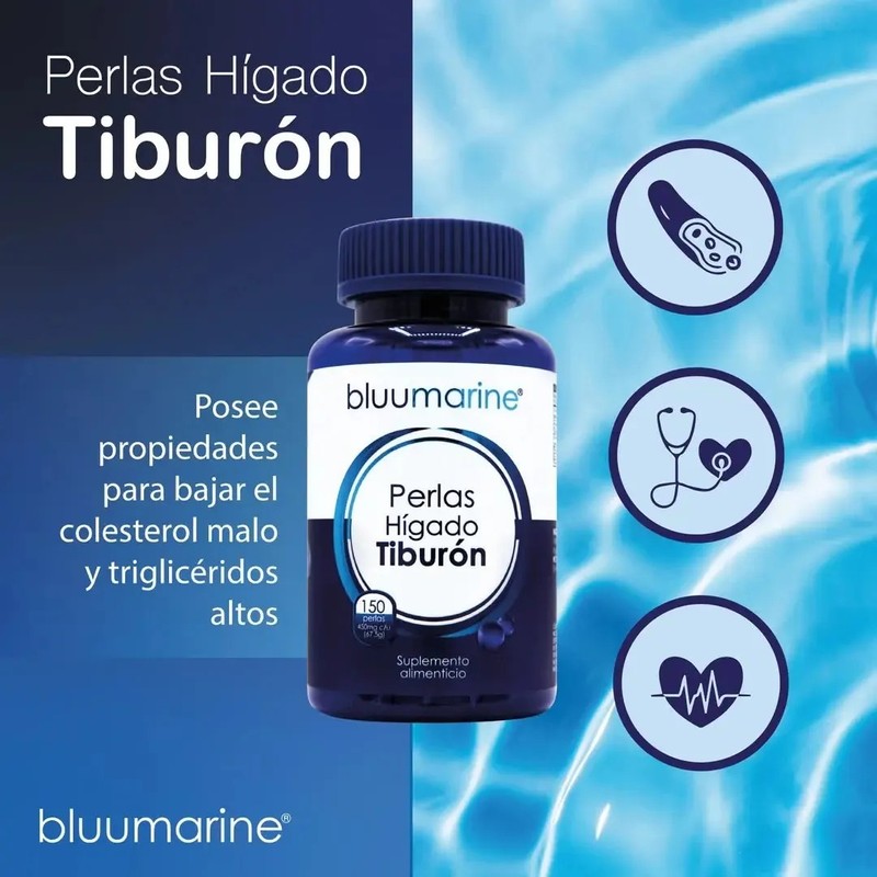 Perlas Hígado De Tiburón Suplemento Alimenticio Bluumarine Sin Sabor