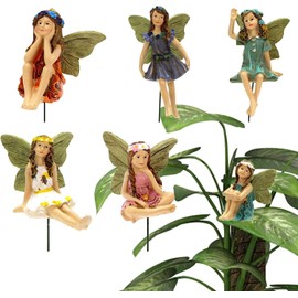 Pack of 6 Resin Fairy Statue, Miniature Fairy Figures, Fairy Garden Miniature Fairy Figures, Elves, Garden Outdoor Ornaments Decor Statue Accessories, for Flower Pot Decoration