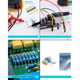 California JOS 10pcs Resistor 1W (1 Watt) ±1% Tolerance Metal Film Fixed Resistor, Multiple Values of Resistance Optional (10M ohm, 10M R, 10M Ω)