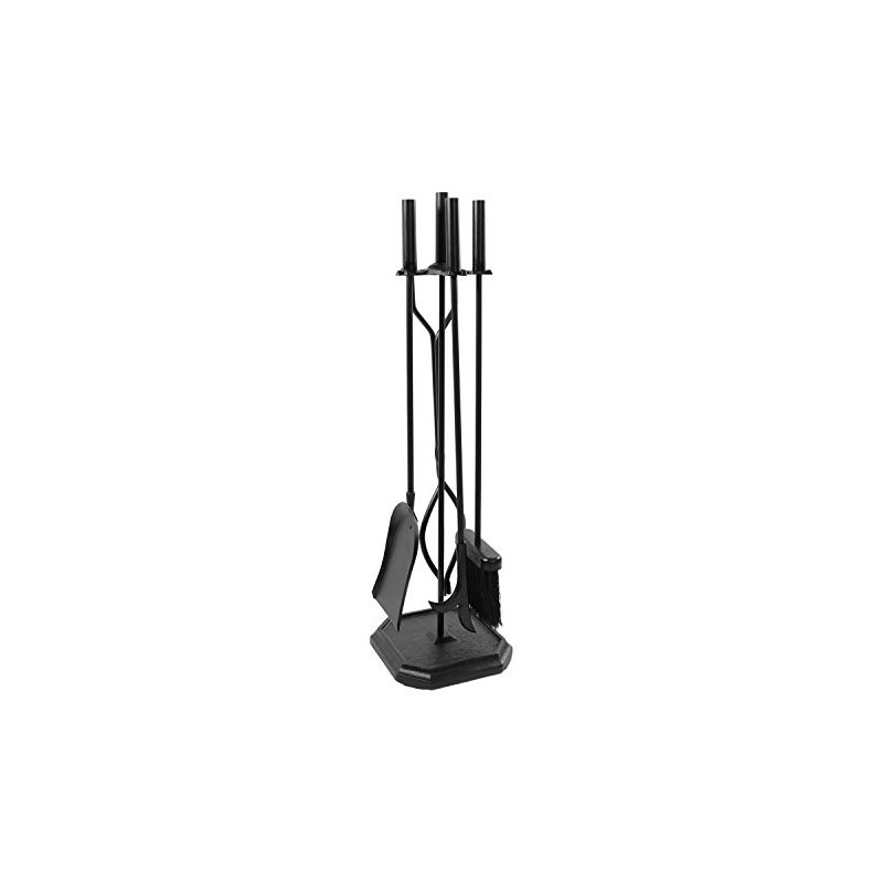 Minuteman International Neoclassic 5-piece Fireplace Tool Set, Black, Square Base
