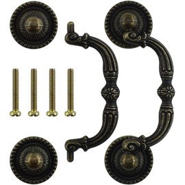 BDS-HOME 2pack 3" Hole Center Bronze Vintage Pulls Handles Antique Decorative Drawer Knobs Pulls for Cabinet Handles, Dresser, Cupboard, Wardrobe