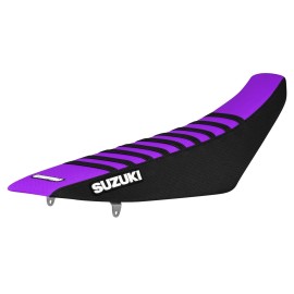 Enjoy MFG 2001-2017 SUZUKI RM 125/250 Gripper SEAT COVER Black /Purple/ Black RIB LOGO #52