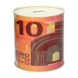 Money Box Money Paper Coin Banknotes Made of Metal Do Not Open (10 Euro Banknotes) 14 x 13 cm