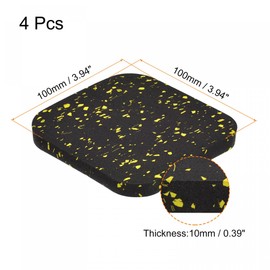 sourcing map Treadmill Mat-3.9"x3.9" Exercise Equipment Mat for Floor Protection Sound Reduction, Black Yellow 4Pcs